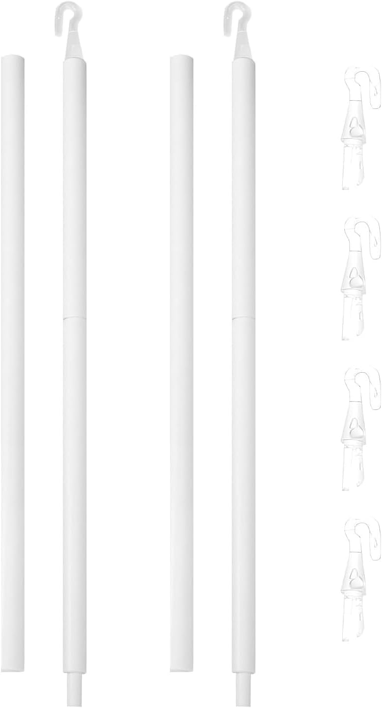 Fkereg 24 Inch Long Wand Replacement with 5 Hook, 2 Pcs White Sticks to Open Blinds, Vertical Rod Replacement Parts, Curtain Opener Stick, Plastic Tilt Wand for Window Shades - Image 1